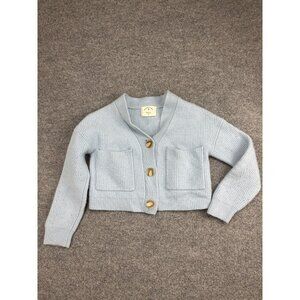 Electric & Rose Sweater Womens Small Blue Merino Wool Cashmere Cardigan Pockets